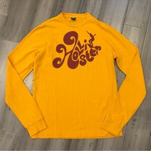 Hollister Yellow Long Sleeve Tee with Maroon Logo Graphic 100% Cotton, Small